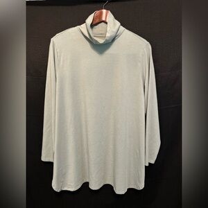 J. Jill Luxe Supima Turtleneck Tunic Top Womens Size XL Green Long Sleeve